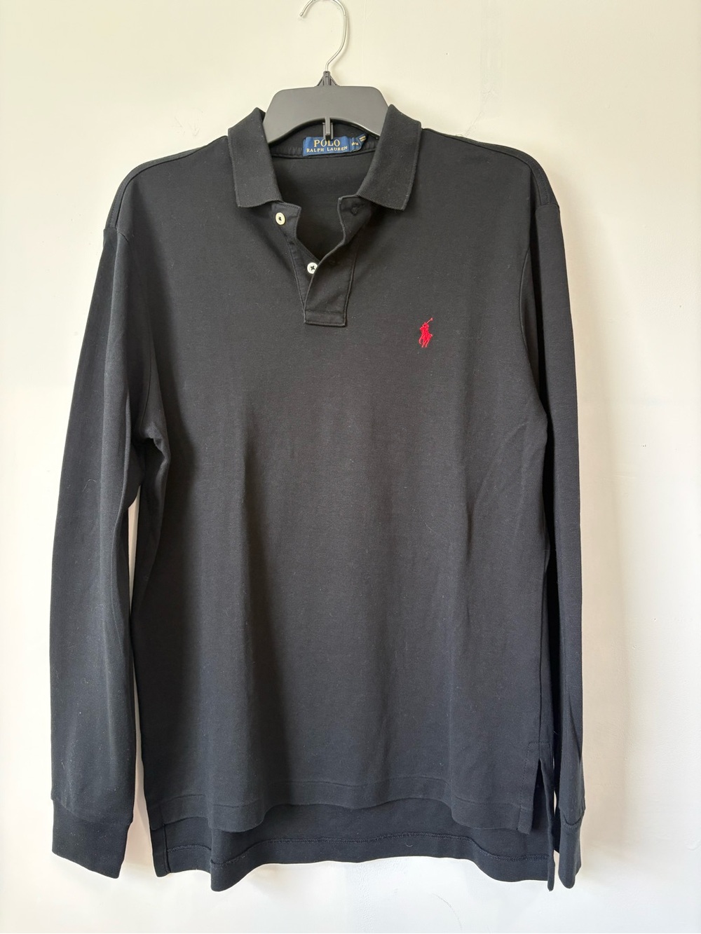 Ralph Lauren Black Long-Sleeve Polo with Red Pony